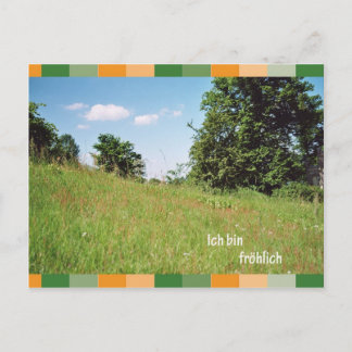 Ich bin froehlich postkarte