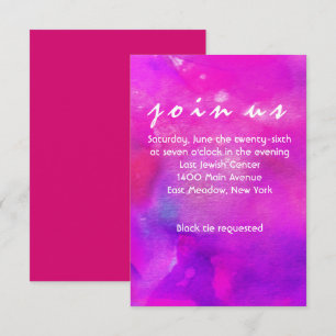 ICH BIN FUCHSIA WATERCOLOR Bat Mitzvah Empfang Car Einladung