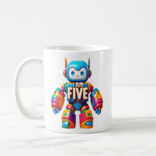 Ich bin fünf Roboter für Kinder 5. Geburtstag Tech Kaffeetasse