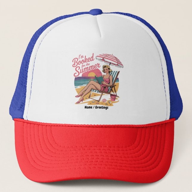Ich bin für das Summer Beach Book Funny Girl reser Truckerkappe (Vorderseite)
