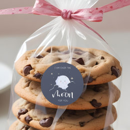 Ich bin für dich Valentine über dem Mond Runder Aufkleber