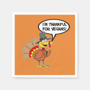 Ich bin für die Vegans-Türkei-Cartoon-Servietten Serviette