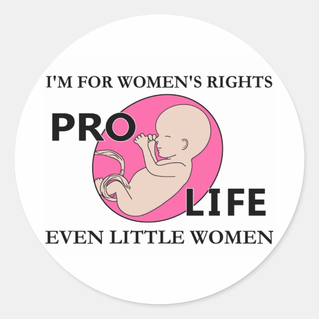 Ich bin für Frauenrechte, selbst kleine Frauen pro Runder Aufkleber (Vorderseite)