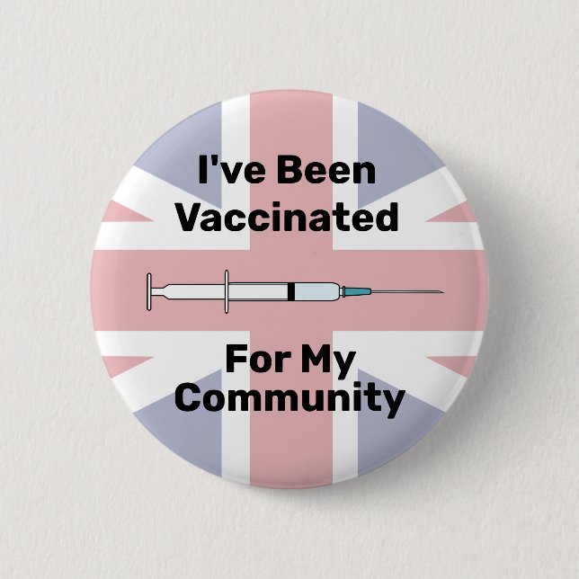 Ich bin für meinen Community Union Jack B geimpft  Button (Vorderseite)