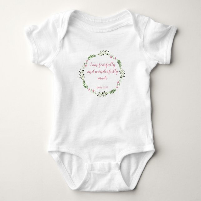 Ich bin furchtbar und wunderbar gemacht| Rosa Krau Baby Strampler (Vorderseite)