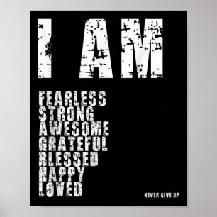 Ich bin furchtlos, stark, gesegnet, liebe Gott Mot Poster