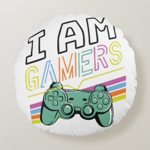 Ich bin Gamers - Retro Neon Gaming Design Rundes Kissen
