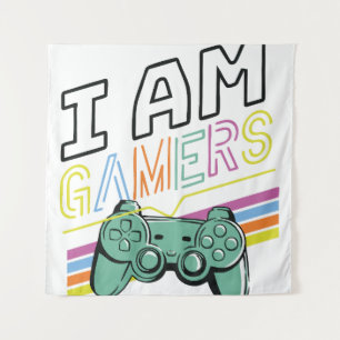 Ich bin Gamers - Retro Neon Gaming Design Wandteppich