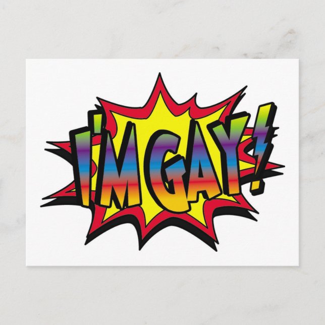 Ich bin Gay Burst Postkarte (Vorderseite)