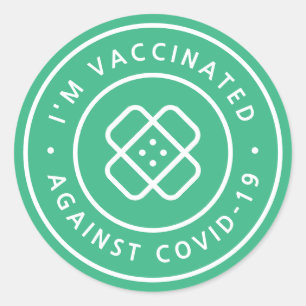 Ich bin geimpft   Covid Vaccine Green Bandaid Runder Aufkleber