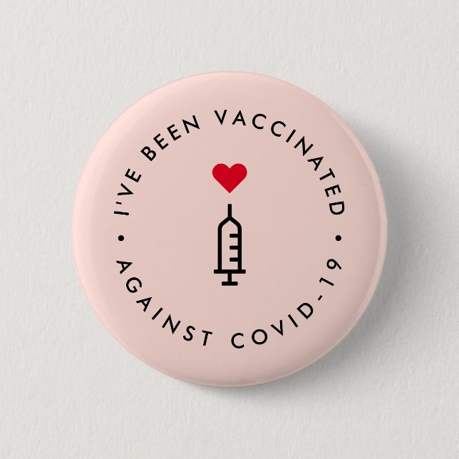 Ich bin geimpft worden | Covid Pink Niedlich Heart Button (Vorderseite)
