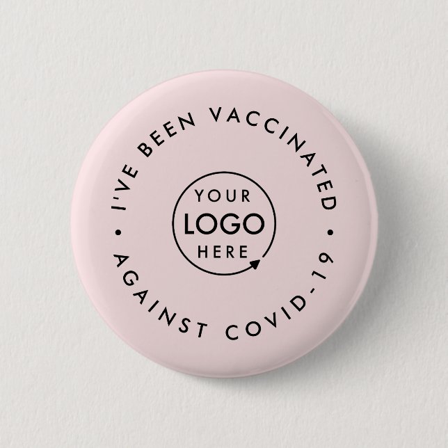 Ich bin geimpft worden | Firmenlogo Pink Covid 19 Button (Vorderseite)