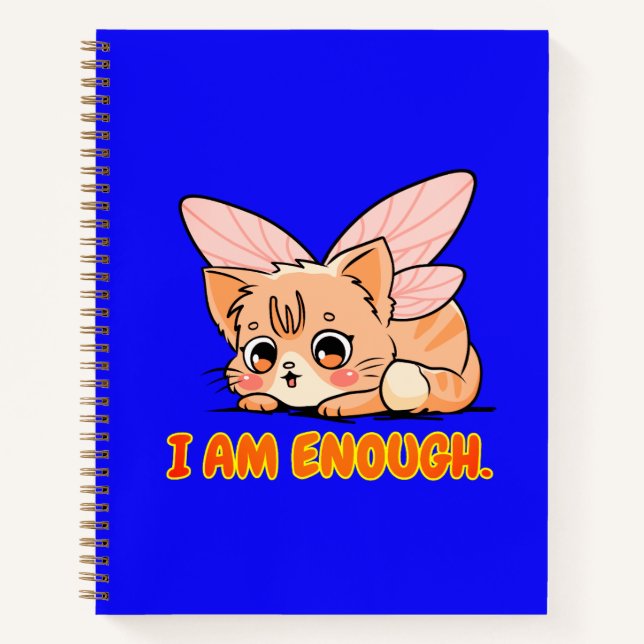 Ich bin genug. Niedlicher Kätzchenschmetterling Notizbuch (Vorderseite)
