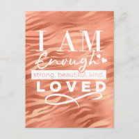 Ich bin genug Peach Sparkle Tiger Print Postcard