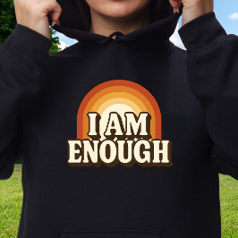 Ich bin genug Retro-Regenbogenstreifen Hoodie