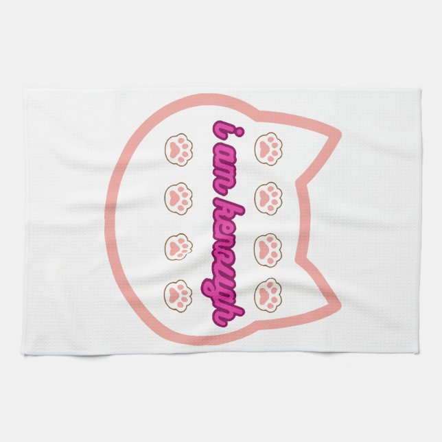 Ich bin genug T-Shert-Katze Geschirrtuch (Horizontal)