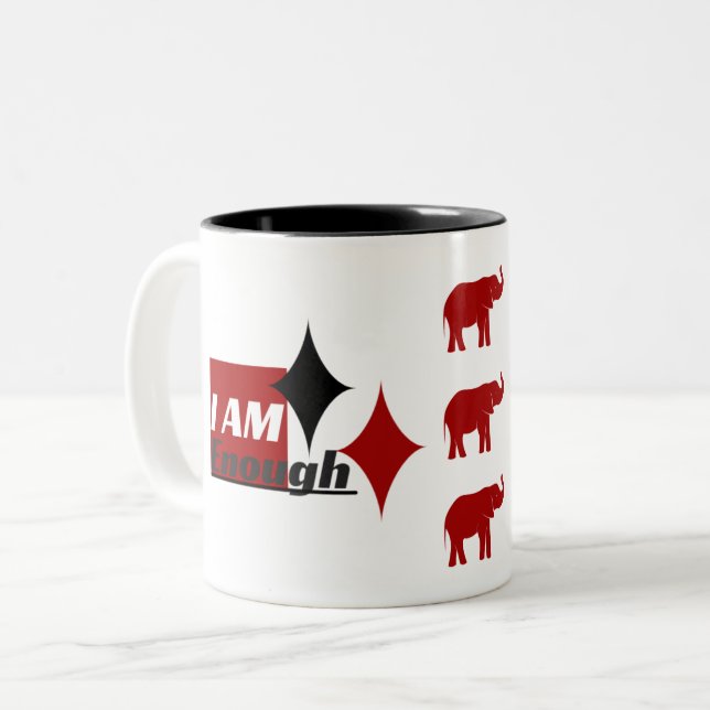 Ich bin genug Zwei-Tonen-Elefanten-Tasse Zweifarbige Tasse (Vorderseite Links)