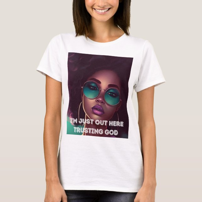 ICH BIN GERADE HIER, DASS ICH GOTTES DAMEN, SLIM T T-Shirt (Vorderseite)