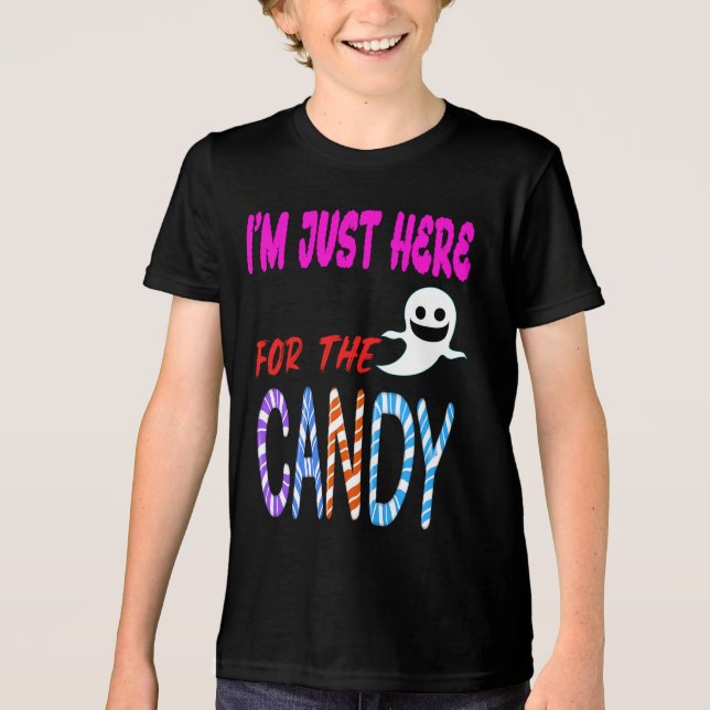 Ich bin gerade hier für Candy - Niedliches Hallowe Tri-Blend Shirt (Vorderseite)