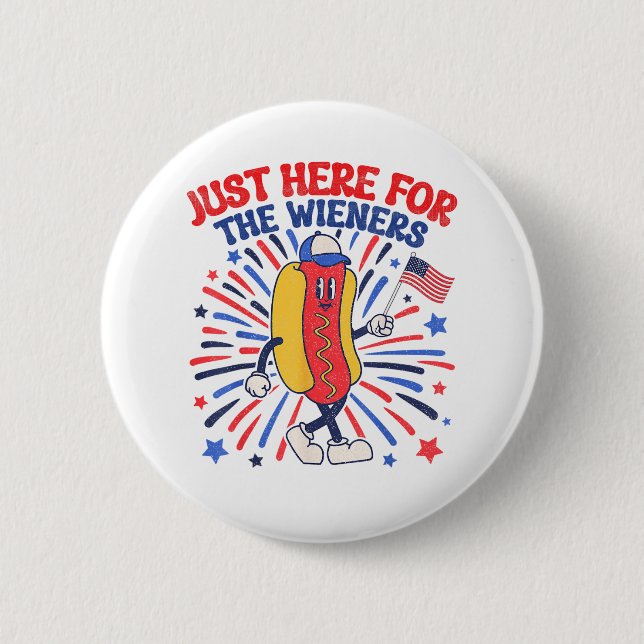 Ich bin gerade hier für die Dackeln 4. Juli Funny  Button (Vorderseite)