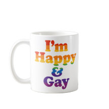„Ich bin glücklich & gay“ Tasse – Feste Pride Kaff