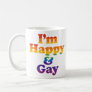 „Ich bin glücklich & gay“ Tasse – Feste Pride Kaff