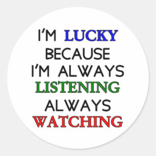 Ich bin glücklich runder aufkleber