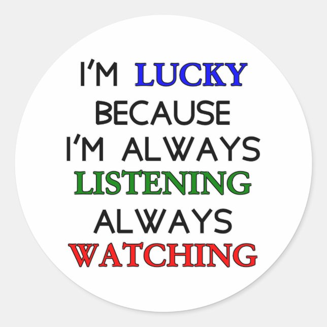 Ich bin glücklich runder aufkleber (Vorderseite)