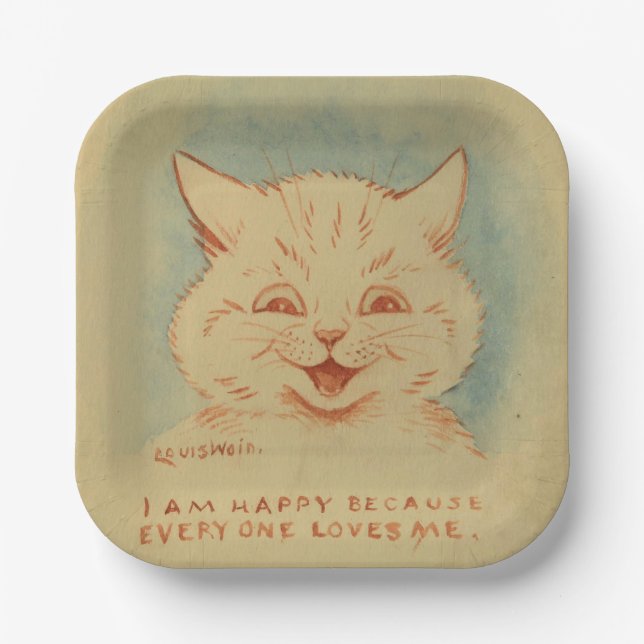 Ich bin glücklich, weil alle mich Lieben (lächelnd Pappteller (Vorderseite)