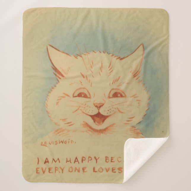 Ich bin glücklich, weil alle mich Lieben (süße Kat Sherpadecke (Vorderseite)