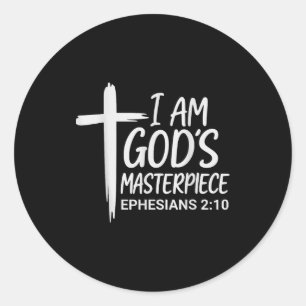 Ich bin Gottes Meisterwerk Christlich Epheser 2_20 Runder Aufkleber