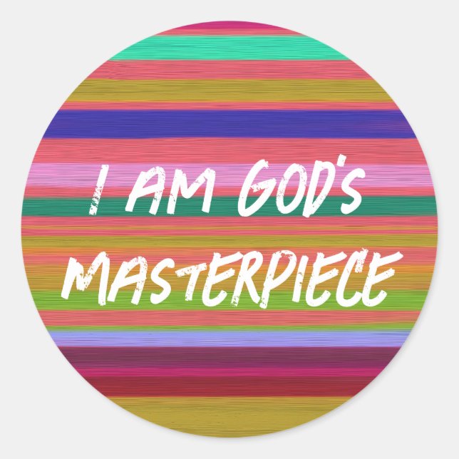 Ich bin Gottes Meisterwerk Ephesians Zitat Runder Aufkleber (Vorderseite)
