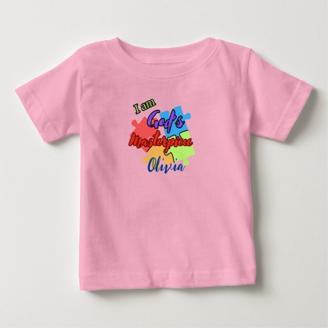 Ich bin Gottes Meisterwerk personalisierter Baby-T Baby T-shirt (Vorderseite)