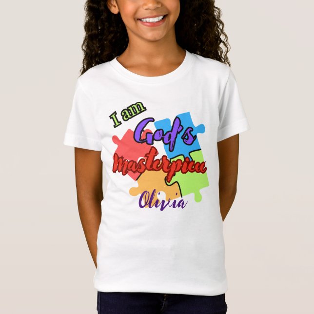"Ich bin Gottes Meisterwerk" Puzzle-Design t -Shir T-Shirt (Vorderseite)