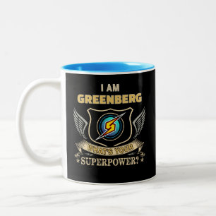 Ich bin GREENBERG, was ist dein Superheldenstück Zweifarbige Tasse