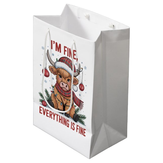 Ich bin gut alles ist eine schöne Weihnachtskühe Mittlere Geschenktüte (Vorderseite Schrägansicht)