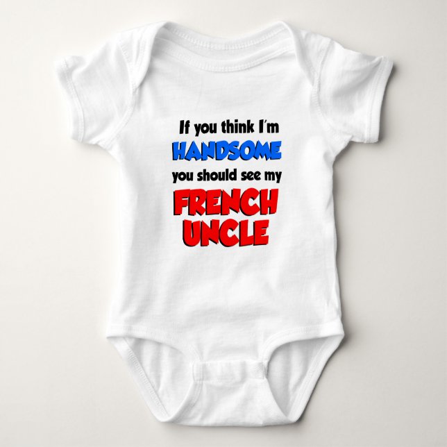 Ich bin gut aussehender französischer Onkel Baby Strampler (Vorderseite)