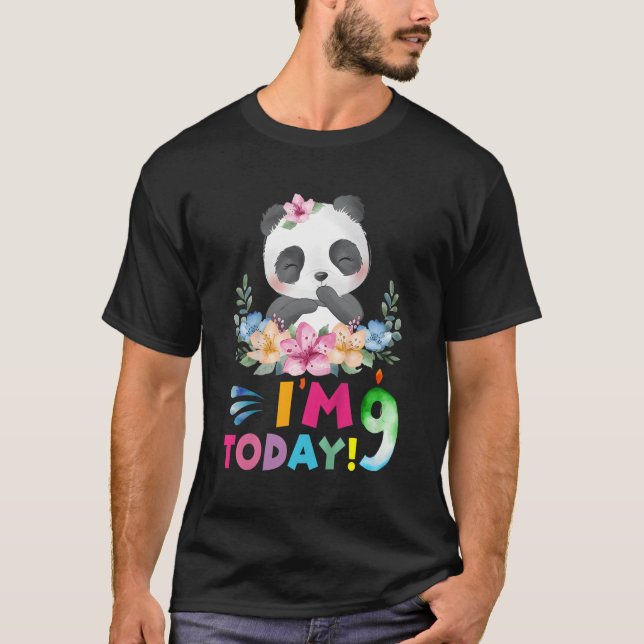 Ich bin heute 9 Panda Py Panda Theme T-Shirt (Vorderseite)