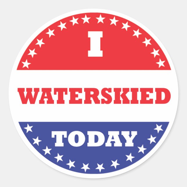 Ich bin heute wasserskid runder aufkleber (Vorderseite)