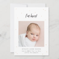 Ich bin hier Baby Foto Gold Dots Birth