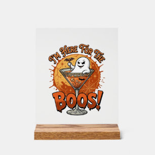 Ich bin hier Boos Halloween-Geist trinkt Spinnenne Acrylschild