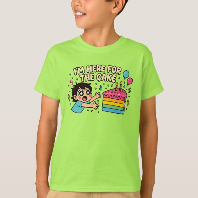 Ich bin hier für das Cake - Niedliches Design T-Shirt (Vorderseite)