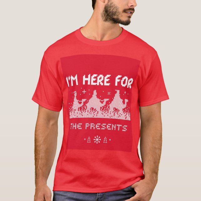 Ich bin hier für die Geschenke T-Shirt (Vorderseite)