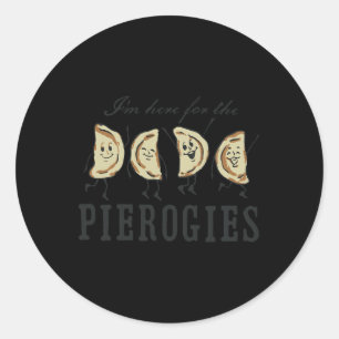 Ich bin hier für die PIEROGIES lustige Desi Runder Aufkleber
