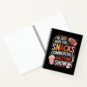 ICH BIN HIER FÜR SNACKS WERBUNG UND HALBZEIT NOTIZBUCH