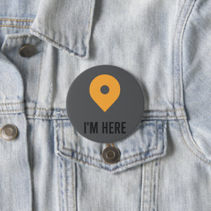 „Ich bin hier“ - Minimaler Standort-Pin-Aufkleber Button