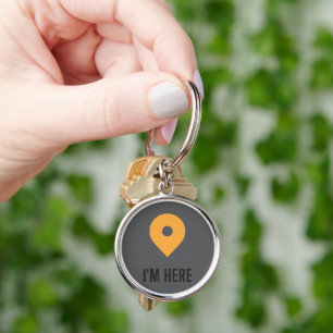 „Ich bin hier“ - Minimaler Standort-Pin-Aufkleber Schlüsselanhänger