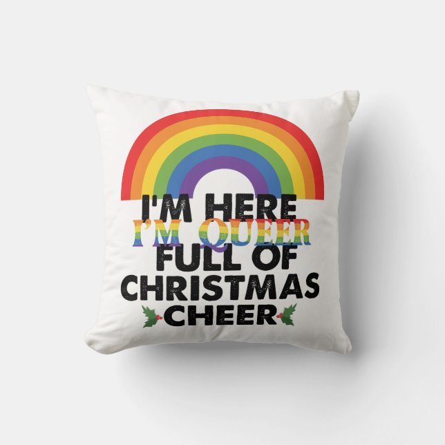 Ich bin hier Que und bin voll von Weihnachtsgesche Kissen (Vorderseite)