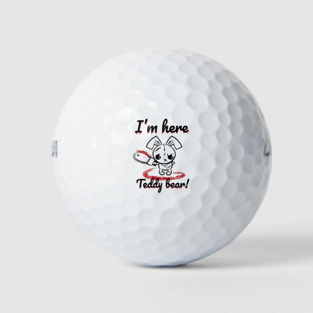 Ich bin hier Teddy Bear Grumpy Voodoo Bunny Golfball (Vorderseite)