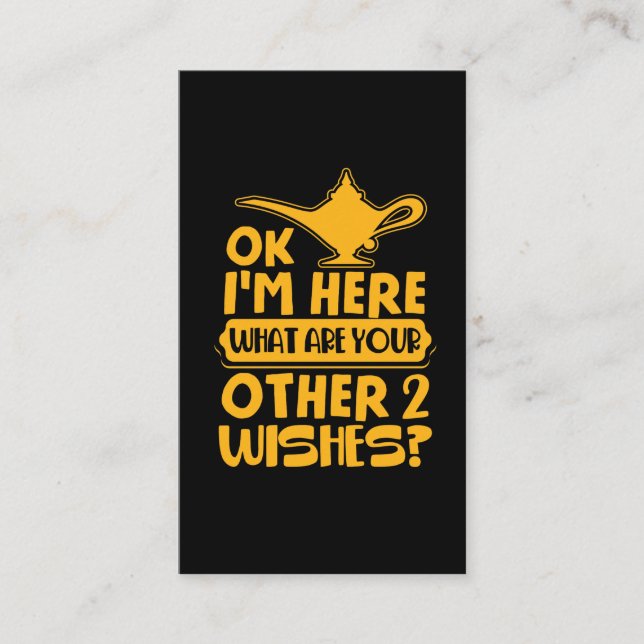 Ich bin hier Was sind Ihre anderen 2 Wünsche Magie Visitenkarte (Vorderseite)